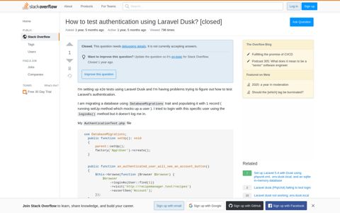 How to test authentication using Laravel Dusk? - Stack Overflow