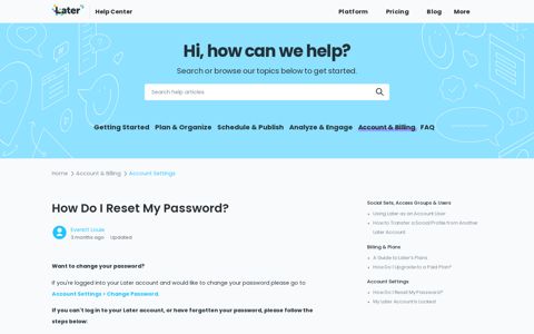 How Do I Reset My Password? – Later