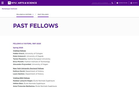 Past Fellows - Arts & Science - NYU