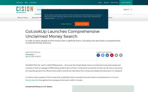 GoLookUp Launches Comprehensive Unclaimed Money Search