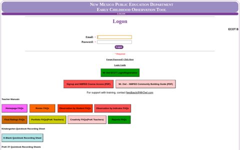 Early Childhood Observation Tool: NM PED