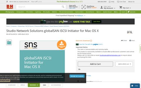 Studio Network Solutions globalSAN iSCSI Initiator GLO ISCSI ...