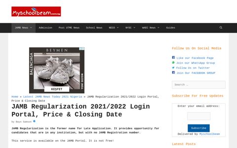 JAMB Regularization 2021/2022 Login Portal, Price & Closing ...