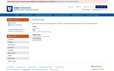 Lexicomp | Duke University Medical Center Library Online
