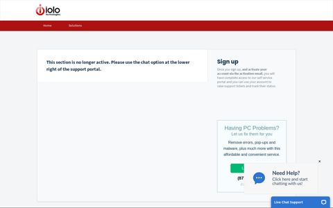Sign into : iolo technologies Customer Care Portal