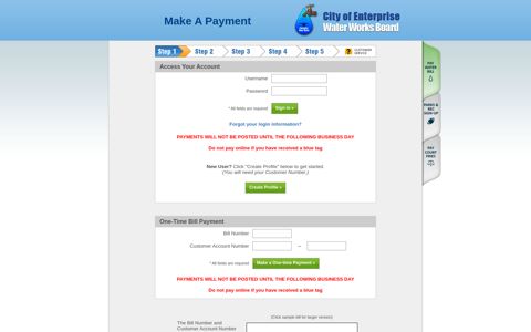 Login - Online Payments - Enterprise Water
