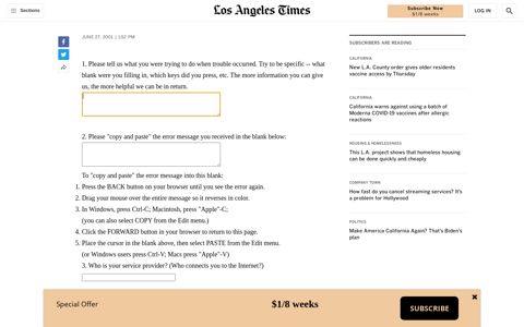 Login Help - Los Angeles Times