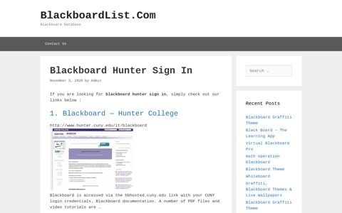 Blackboard Hunter Sign In - BlackboardList.Com