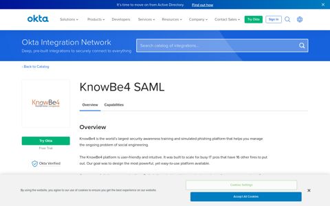 KnowBe4 SAML | Okta