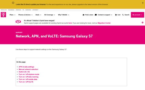 Network, APN, and VoLTE: Samsung Galaxy S7 | T-Mobile ...