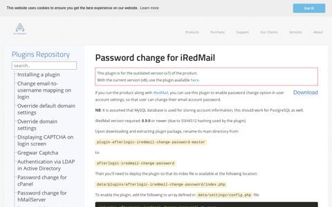 Password change for iRedMail - Plugins repository - AfterLogic