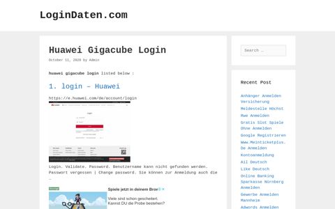 Huawei Gigacube - Login - Huawei - LoginDaten.com