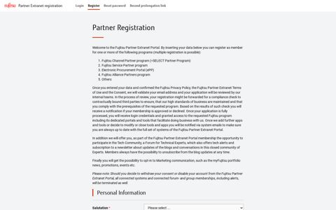 Partner Registration - Fujitsu