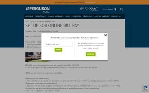 SET UP FOR ONLINE BILL PAY | Ferguson HVAC