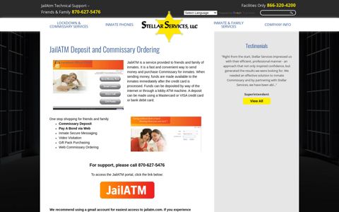 JailATM Deposit and Commissary Ordering - Stellar Services