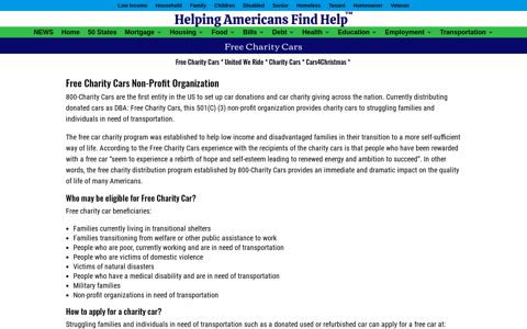 Free Charity Cars ⋆ Helping Americans Find Help