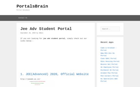 Jee Adv Student Portal - PortalsBrain - Portal Database