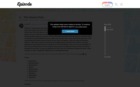 The Givers Club - Share Feedback - Episode Forums