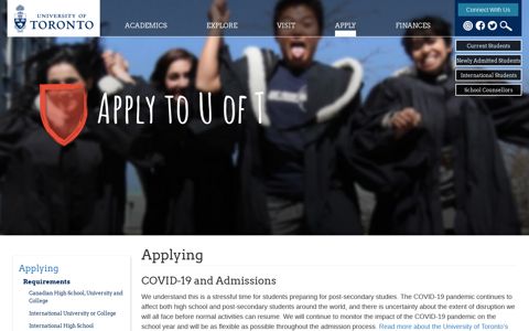 Applying - Future Students. University of Toronto