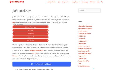 jiofi.local.html : Login & change password