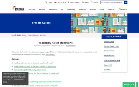 Freeola Support Frequently Asked Questions