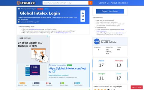 Global Intelex Login - Portal-DB.live