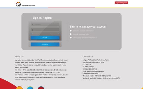 Sign in/Register - Apua Selfcare - Antigua Public Utilities ...