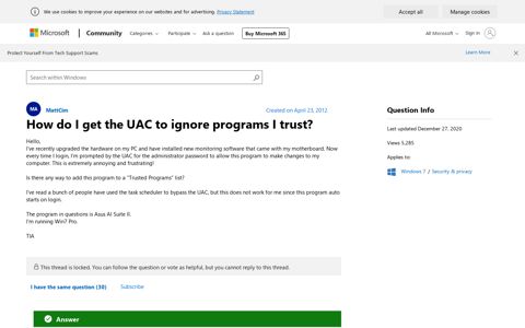 How do I get the UAC to ignore programs I trust? - Microsoft ...