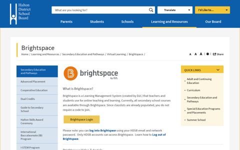 Brightspace in HDSB - Halton District School Board
