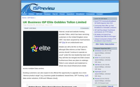 UK Business ISP Elite Gobbles Tollon Limited - ISPreview UK