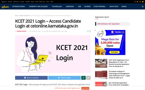 KCET 2021 Login - Access Candidate Login at cetonline ...