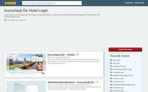 Kurzurlaub De Hotel Login - Loginii.com