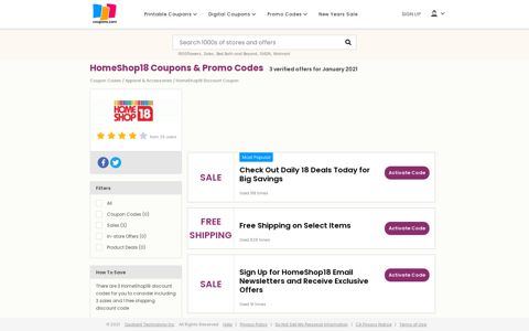 HomeShop18 Promo Codes, Coupons & Deals - Dec 2020