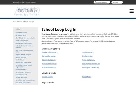 School Loop Log In - Alameda Unified School District