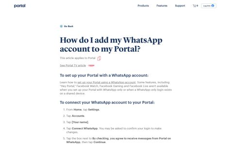 How do I add my WhatsApp account to my Portal? - Facebook ...