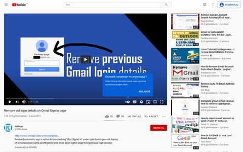 Remove old login details on Gmail Sign In page - YouTube
