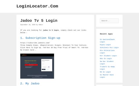 Jadoo Tv 5 Login - LoginLocator.Com