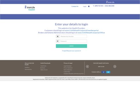 Enter your details to login - Irish Life Health
