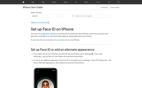 Set up Face ID on iPhone - Apple Support