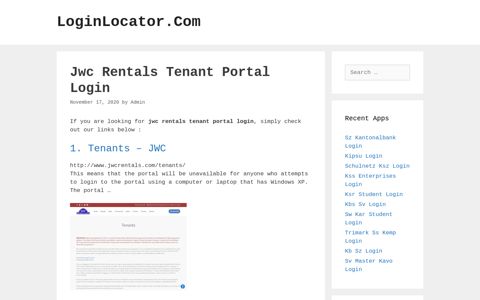 Jwc Rentals Tenant Portal Login - LoginLocator.Com