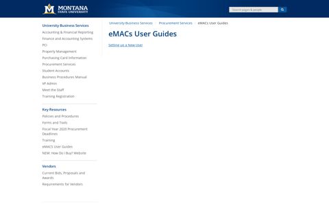 eMACs User Guides - University Business Services | Montana ...