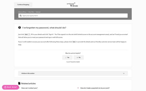 I've forgotten my password, what should I do? – Ambrose Wilson