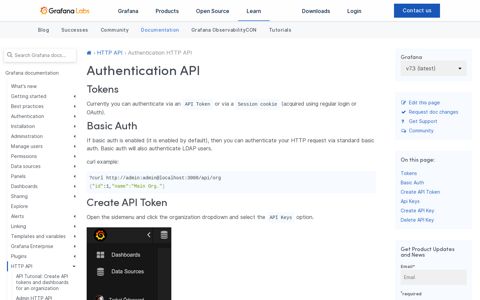 Authentication HTTP API | Grafana Labs