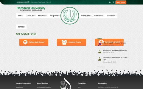 MS Portal Links – Hamdard University