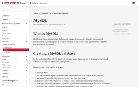MySQL - Hetzner Docs