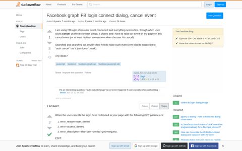 Facebook graph FB.login connect dialog, cancel event - Stack ...