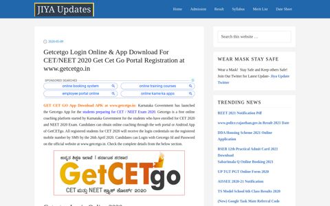 Getcetgo Login Online & App Download For CET/NEET 2020 ...