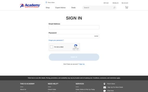 Sign-In - Academy Sports + Outdoors