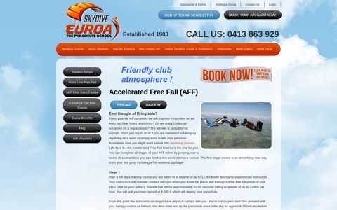 AFF First Jump Course - Skydiving Melbourne