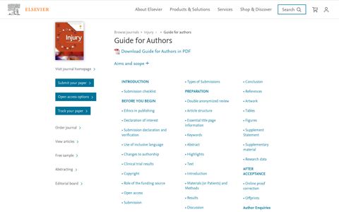 Guide for authors - Injury - ISSN 0020-1383 - Elsevier